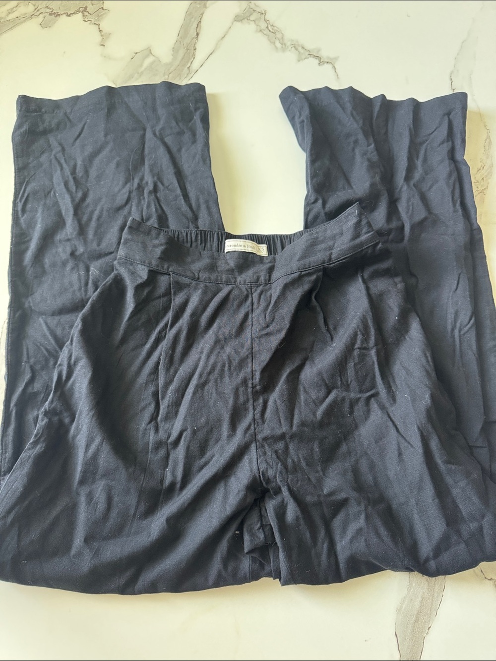 Abercrombie & Fitch Black Elastic-Waist Pants